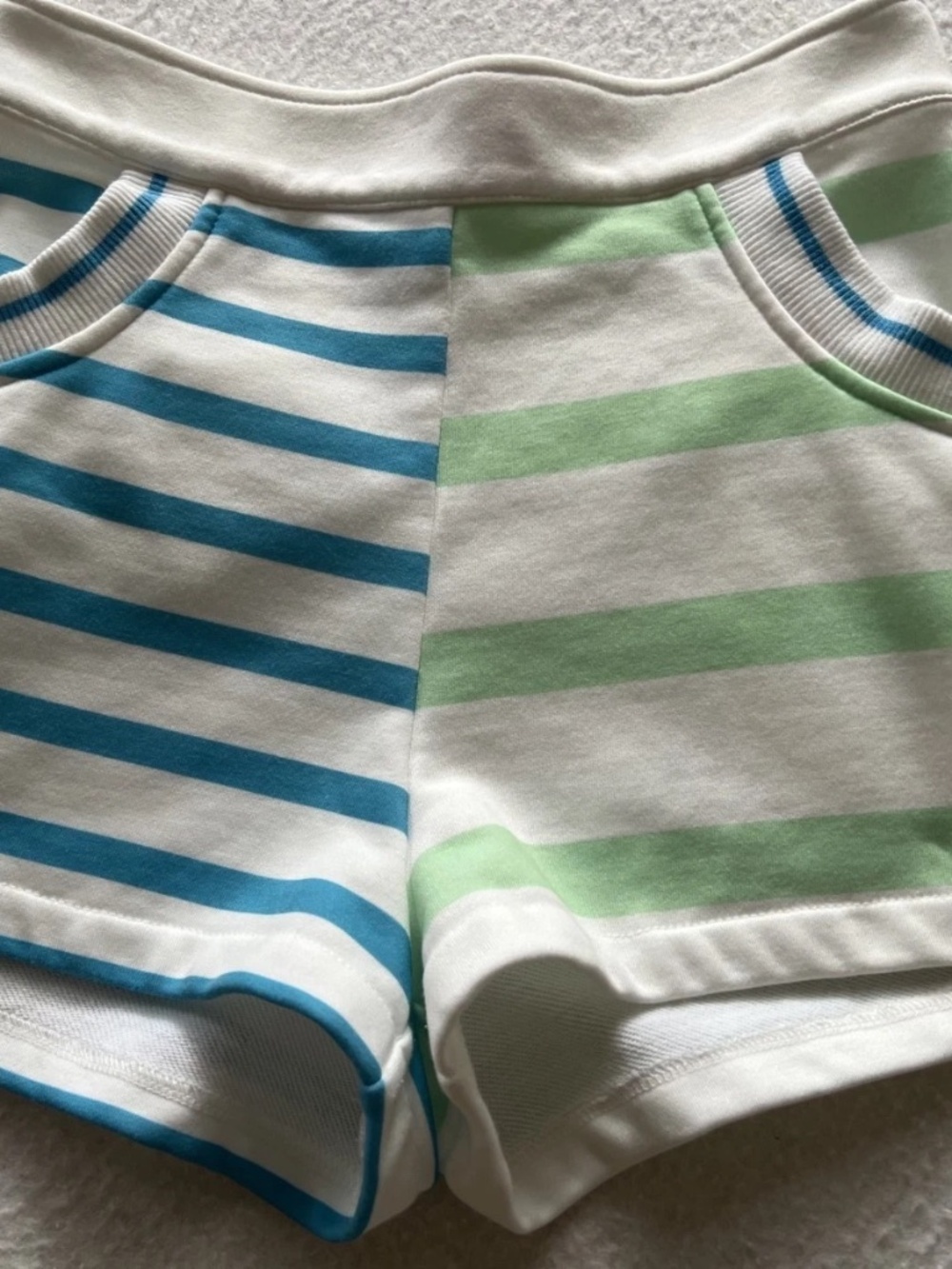 Solid & Striped Womnes Sophie Striped Tery Shorts Green/Blue Size S